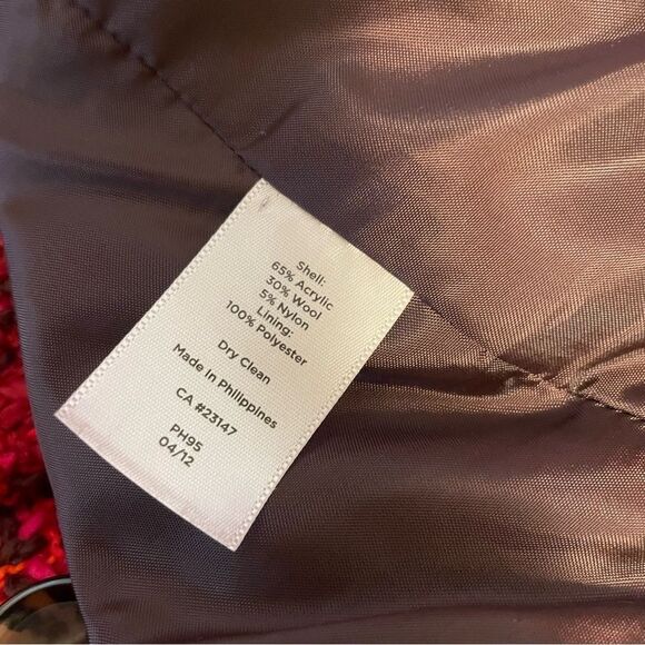 Talbots Petites Double Breasted Wool Blend Tweed Plaid Pink Red Jacket Size 8P - Picture 7 of 7